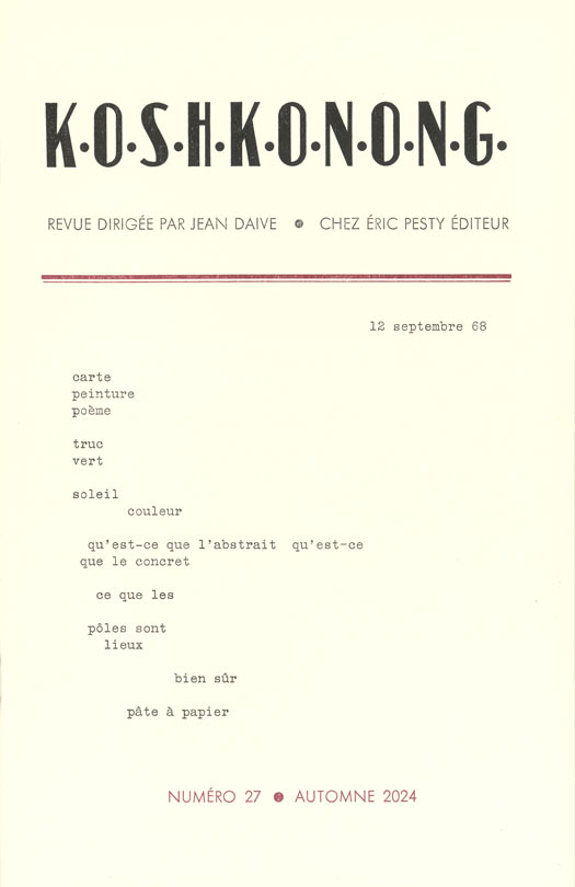 K.O.S.H.K.O.N.O.N.G. 27 2024 15,5 x 24 cm, 32 p., isbn : 978-2-917786-94-9